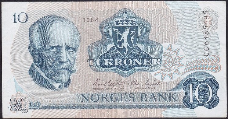 Norveç 10 Kron 1984 Çok Temiz +