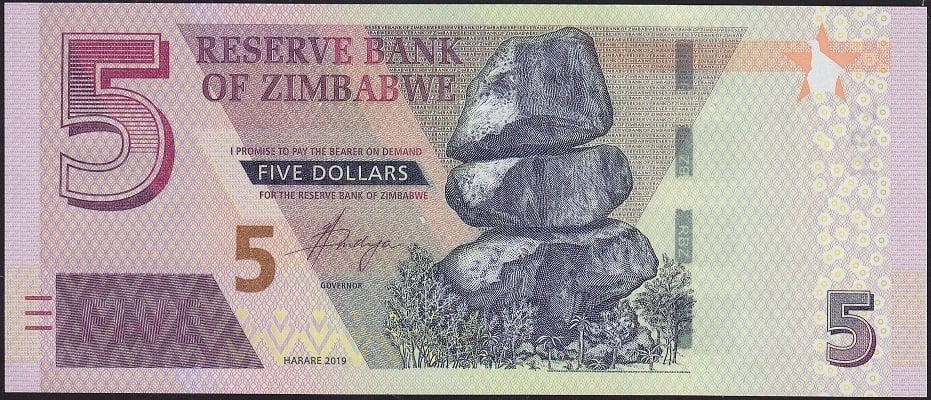 Zimbabwe 5 Dolar 2019 Çil Pick 102