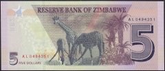Zimbabwe 5 Dolar 2019 Çil Pick 102