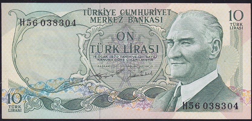 6.Emisyon 2.Tertip 10 Lira H56 038304 Çilaltı Çil