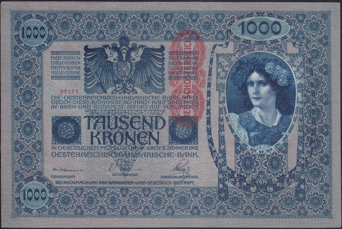 Avusturya Macaristan 1000 Korona 1902 (1919) Çilaltı Çil 07171