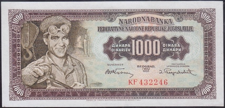 Yugoslavya 1000 Dinar 1955 Çil Pick 71b