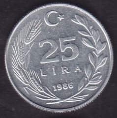 1986 Yılı 25 Lira Çilaltı Çil