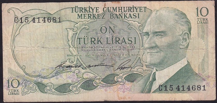 6.Emisyon 1.Tertip 10 Lira C15 414681 Temiz