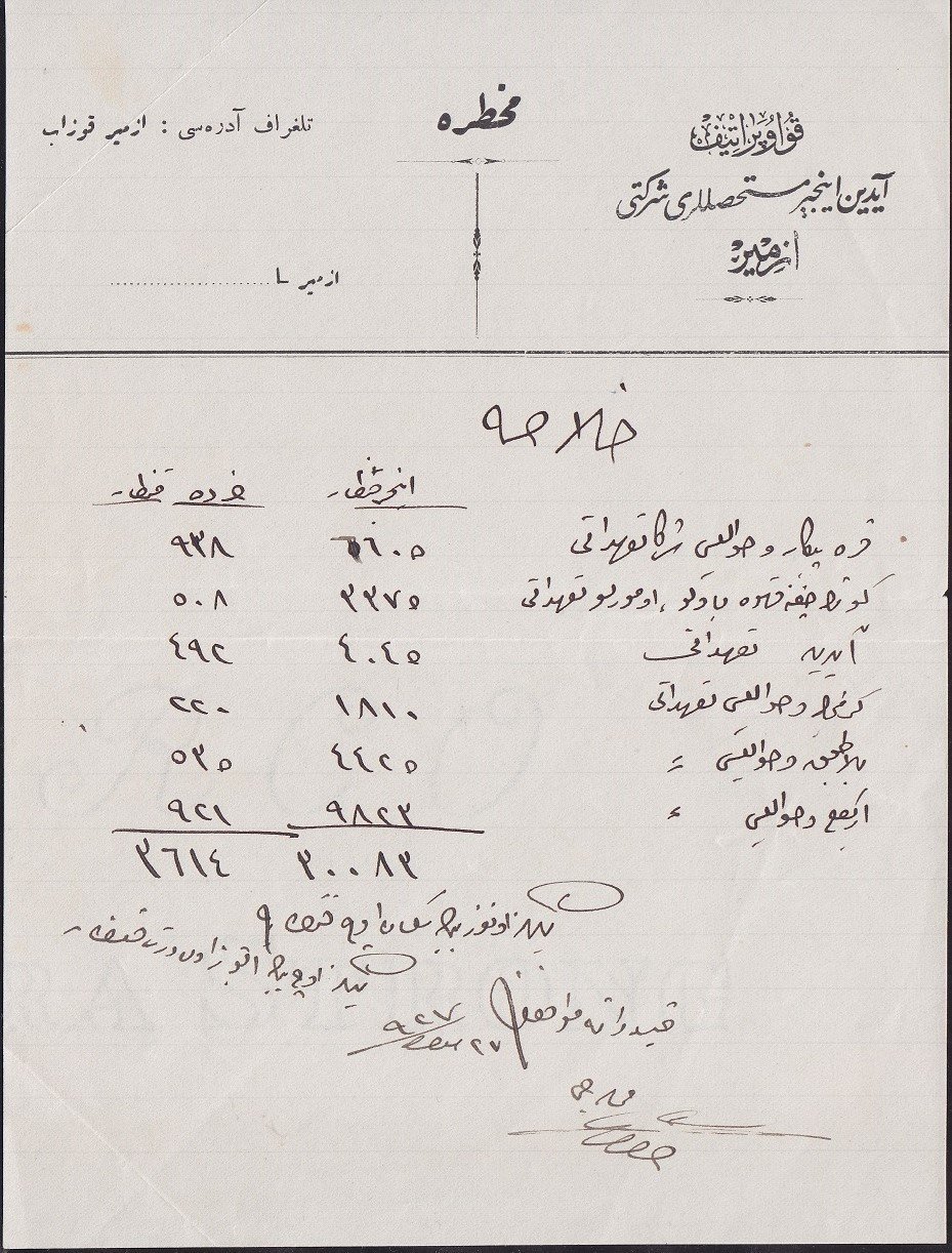 Osmanlıca Muhtura - Aydın İncir Kooperatifi