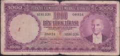 5. EMİSYON 1000 LİRA D20 08034 TEMİZ ( AÇIKLAMAYI OKUYUNUZ)