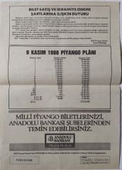 1986 29 Ekim Piyango Listesi