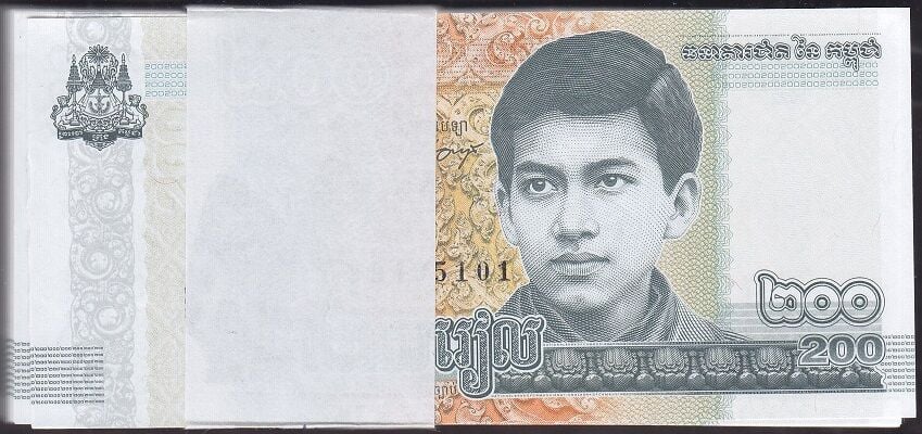 Kamboçya 200 Riel 2022 Deste (100 Adet) Çil
