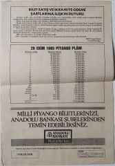 1985 19 Ekim Piyango Listesi