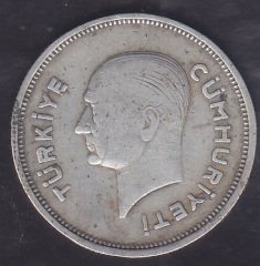 1937 Yılı 1 Lira Gümüş
