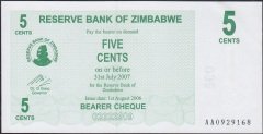 Zimbabwe 5 Cent 2007 Çilaltı Çil