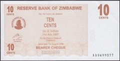 Zimbabwe 10 Cent 2007 Çilaltı Çil