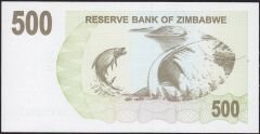 Zimbabwe 500 Dolar 2007 Çilaltı Çil Pick 43