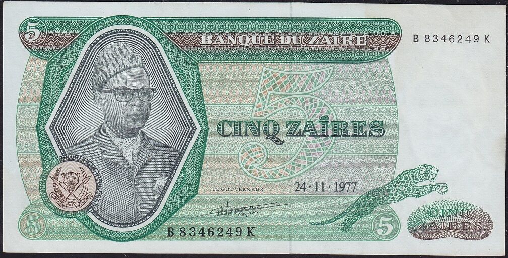 Zaire 5 Zaires 1977 Çilaltı Çil