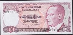 7.Emisyon 1.Tertip 100 Lira A07 890167 Çok Çok Temiz+