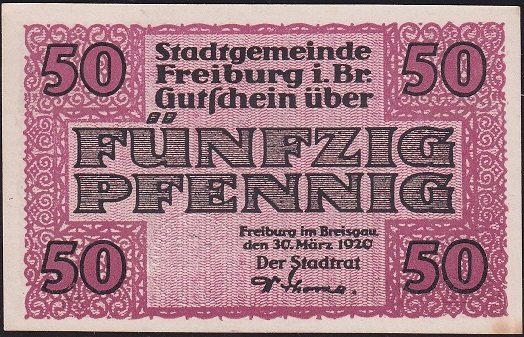 Almanya 50 Pfennig Notgeld 1920 Çil