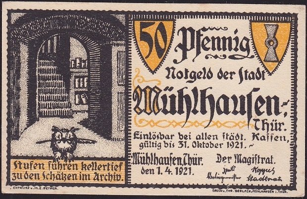 Almanya 50 Pfennig Notgeld 1921 Çil
