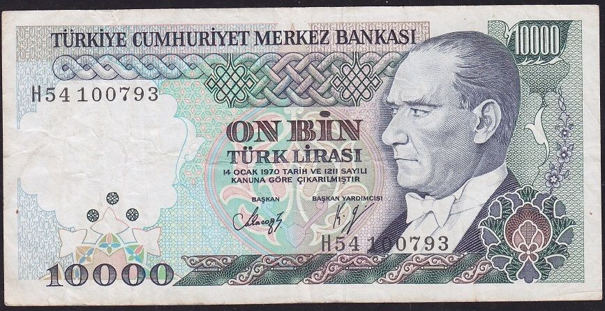 7.Emisyon 3.Tertip 10000 Lira H54 100793 Çok Temiz