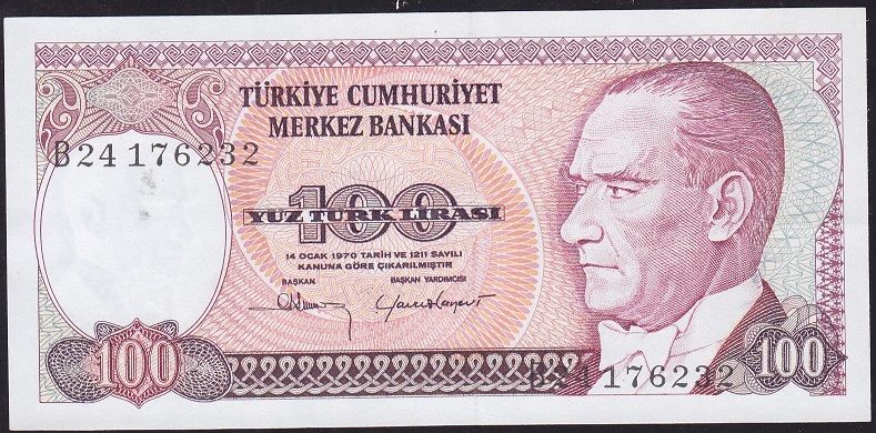 7.Emisyon 1.Tertip 100 Lira B24 176232 Çilaltı