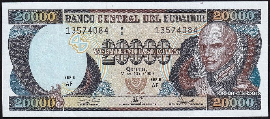 Ekvador 20000 Sucres 1999 Çil Pick 129