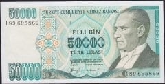 7.Emisyon 1.Tertip 50000 Lira I89 695869 Çilaltı Çil