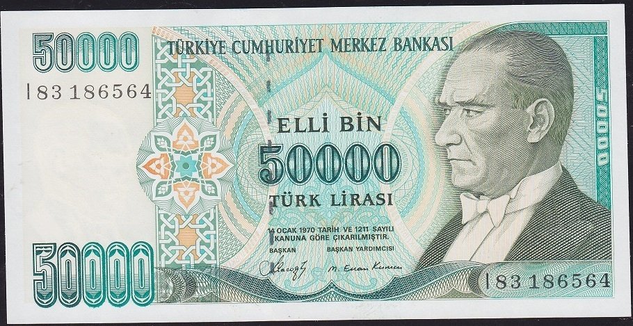 7.Emisyon 1.Tertip 50000 Lira I83 186564 Çilaltı Çil