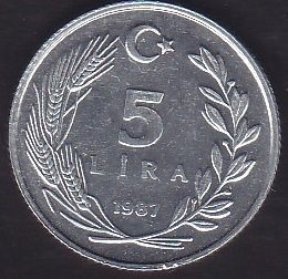 1987 YILI 5 LİRA ÇİLALTI ÇİL