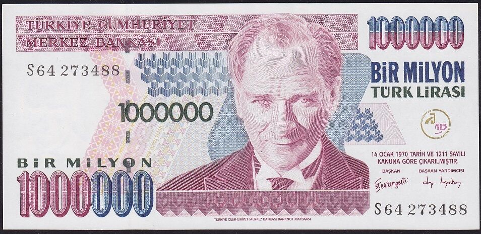 7.Emisyon 3.Tertip 1 000 000 Lira S64 273488 Çilaltı Çil