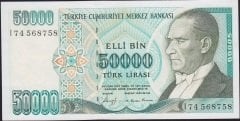 7.Emisyon 1.Tertip 50000 Lira I74 568758 Çilaltı