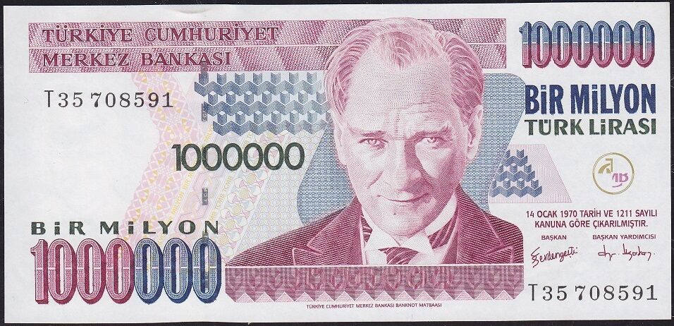 7.Emisyon 3.Tertip 1 000 000 Lira T35 708591 Çil