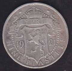 Kıbrıs 9 Piastre 1921 Gümüş