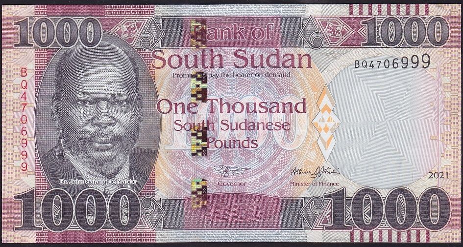 Güney Sudan 1000 Pound 2021 Çilaltı Çil 999