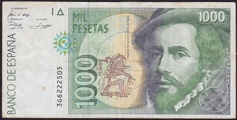 İspanya 1000 Pesetas 1992 Çok Temiz