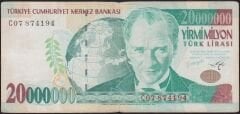 7.Emisyon 20 000 000 Lira C07 874194 Temiz