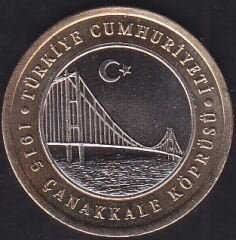 2022 Yılı Çanakkale Köprüsü 1 Lira Hafif Lekeli