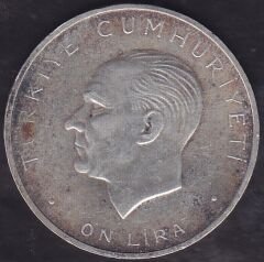 1960 Yılı 10 Lira - Hakimiyet Milletindir İhtilal Gümüş (15 Gram) Çilaltı
