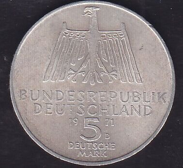 Almanya 5 Mark 1971 Gümüş ( 11.2 Gram )