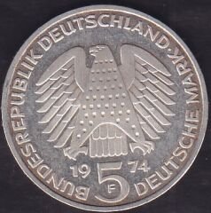 Almanya 5 Mark 1974 Gümüş ( 11.2 Gram )