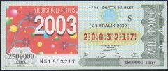 2002 31 Aralık Çeyrek Bilet - S Serisi