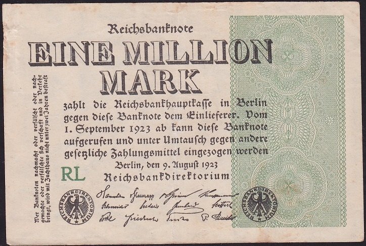 Almanya 1 Milyon Mark 1923 Çok Temiz+