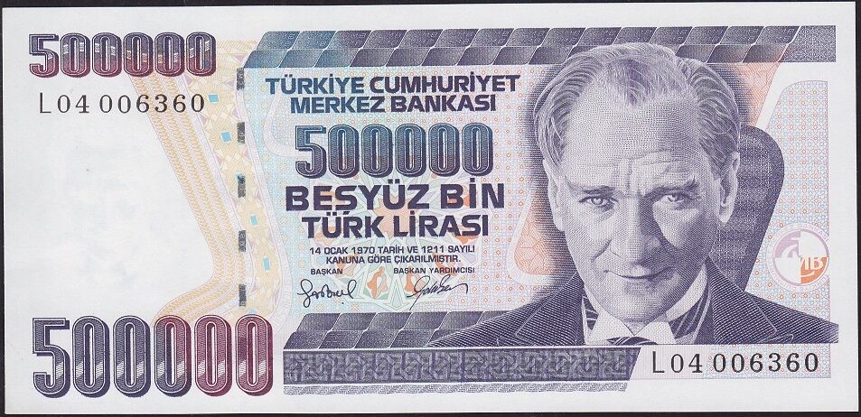 7.Emisyon 4.Tertip 500000 Lira L04 006360 Çil