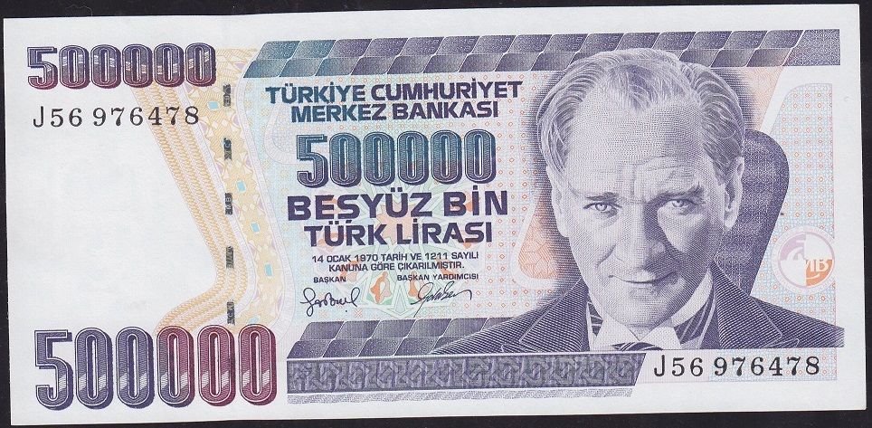 7.Emisyon 4.Tertip 500000 Lira J56 976478 Çil