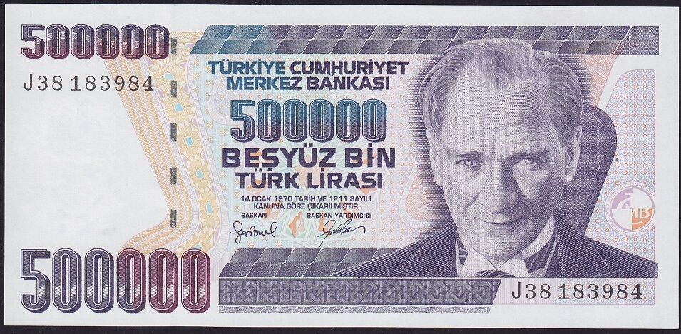 7.Emisyon 4.Tertip 500000 Lira J38 183984 Çil