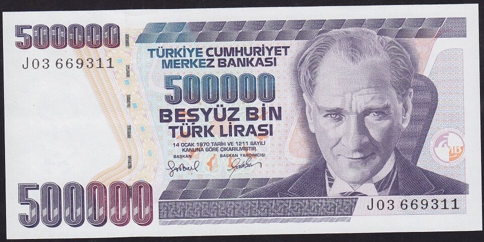 7.Emisyon 4.Tertip 500000 Lira J03 669311 Çil