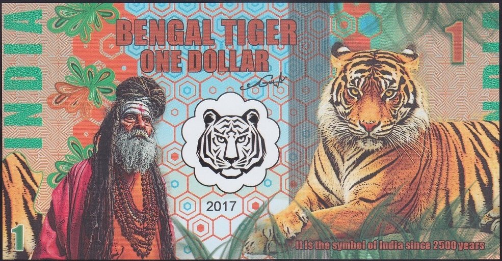 Bengal Kaplanı 1 Dolar 2017 Çil Fanztazi Para