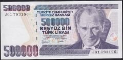 7.Emisyon 4.Tertip 500000 Lira J01 793196 Çilaltı