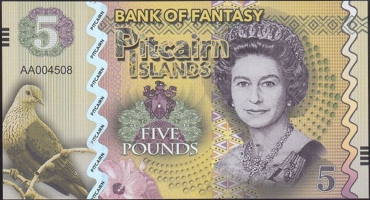 Pitcairn Island 5 Pound Çil Fantazi Para