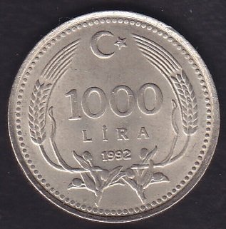 1992 Yılı 1000 Lira Çilaltı