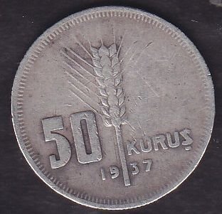 1937 Yılı 50 Kuruş Gümüş