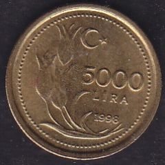 1998 Yılı 5000 Lira Çil ( İnce Baskı )